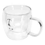 250ml Bear Shaped Glass Cup Double Wall Water Tea Coffee Milk Mug with Handle for HomeTransparent