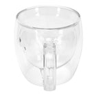 250ml Bear Shaped Glass Cup Double Wall Water Tea Coffee Milk Mug with Handle for HomeTransparent