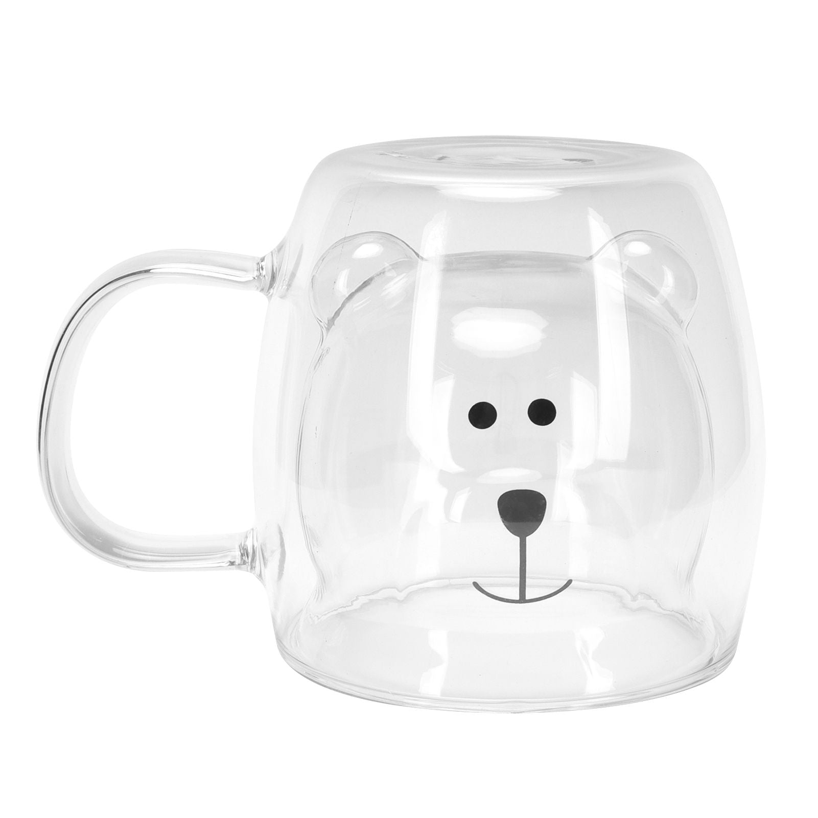250ml Bear Shaped Glass Cup Double Wall Water Tea Coffee Milk Mug with Handle for HomeTransparent