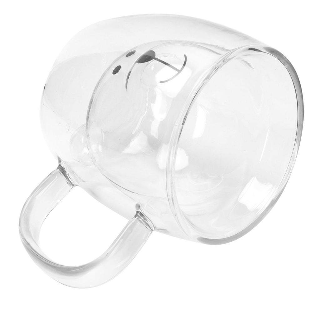 250ml Bear Shaped Glass Cup Double Wall Water Tea Coffee Milk Mug with Handle for HomeTransparent