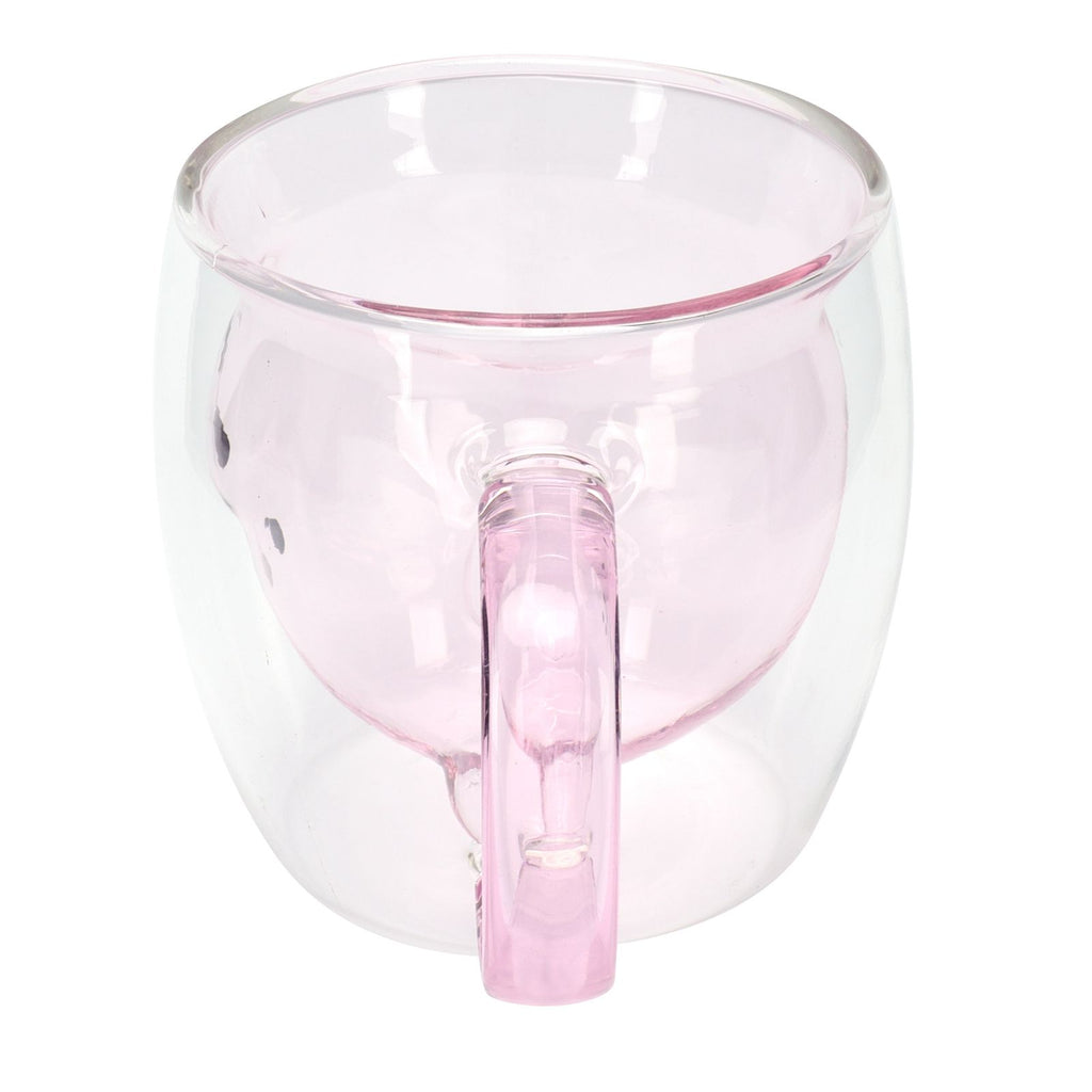 250ml Bear Shaped Glass Cup Double Wall Water Tea Coffee Milk Mug with Handle for HomePink
