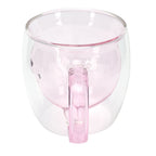 250ml Bear Shaped Glass Cup Double Wall Water Tea Coffee Milk Mug with Handle for HomePink