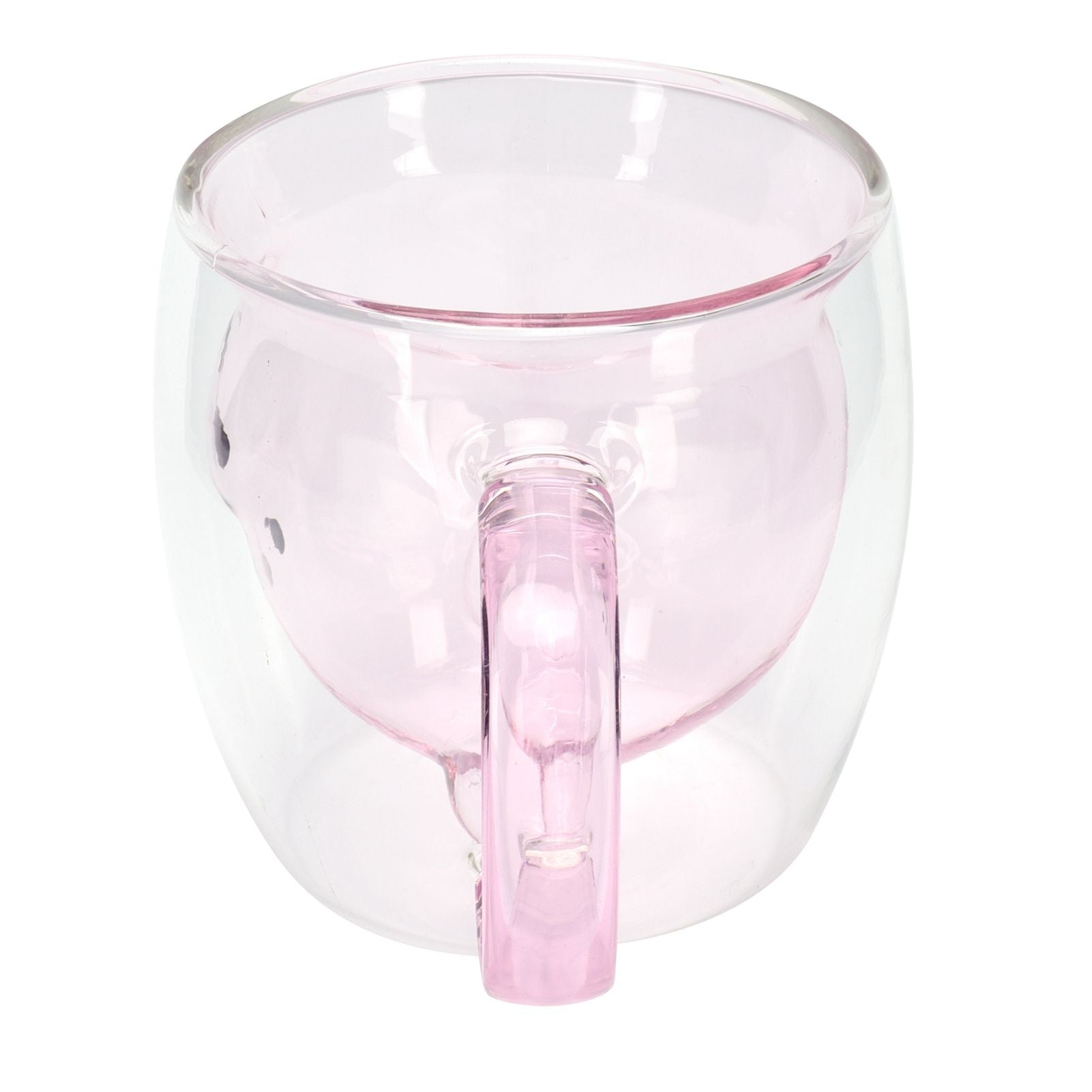 250ml Bear Shaped Glass Cup Double Wall Water Tea Coffee Milk Mug with Handle for HomePink