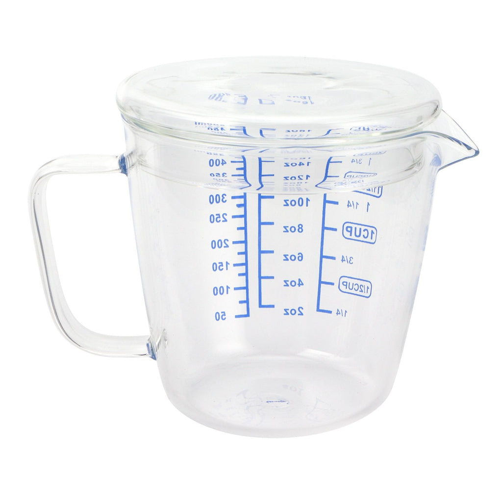 Heat Resisting Glass Measuring Cup Milk Scale Measuring Jug with Lid Kitchen Utensil(500ml )