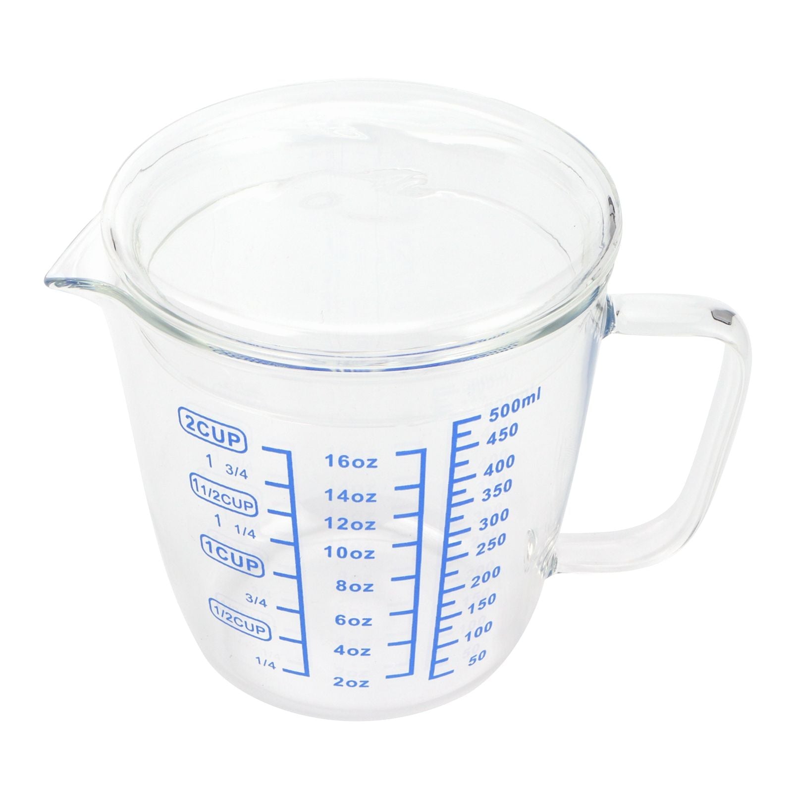 Heat Resisting Glass Measuring Cup Milk Scale Measuring Jug with Lid Kitchen Utensil(500ml )