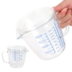 Heat Resisting Glass Measuring Cup Milk Scale Measuring Jug with Lid Kitchen Utensil(500ml )