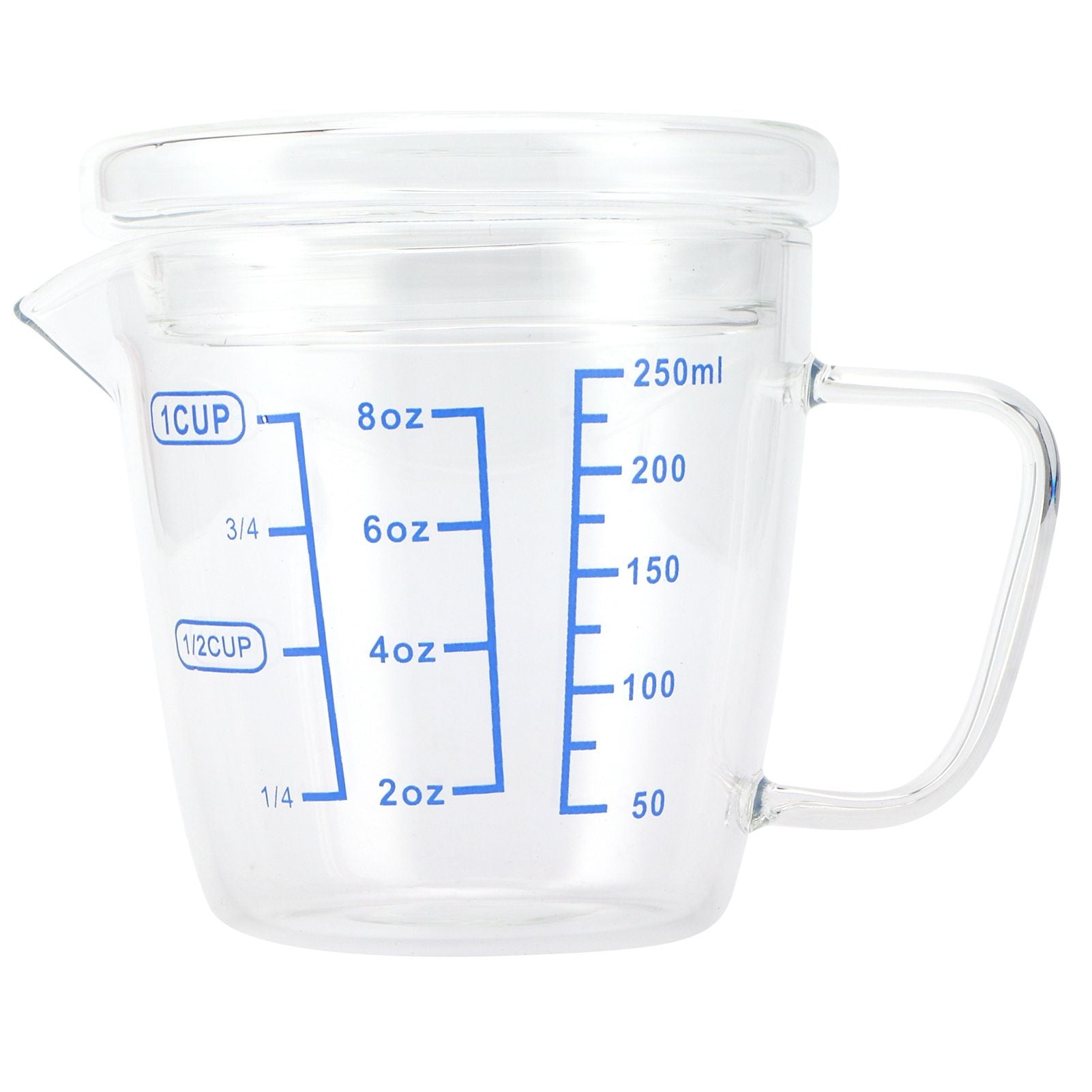 Heat Resisting Glass Measuring Cup Milk Scale Measuring Jug with Lid Kitchen Utensil(250ml )