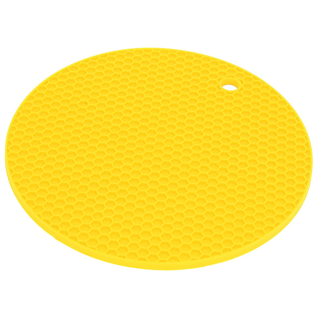 Round Shape Mat Food Grade Thickened Silicone Placemat Insulation Pad Microwave Oven MatYellow