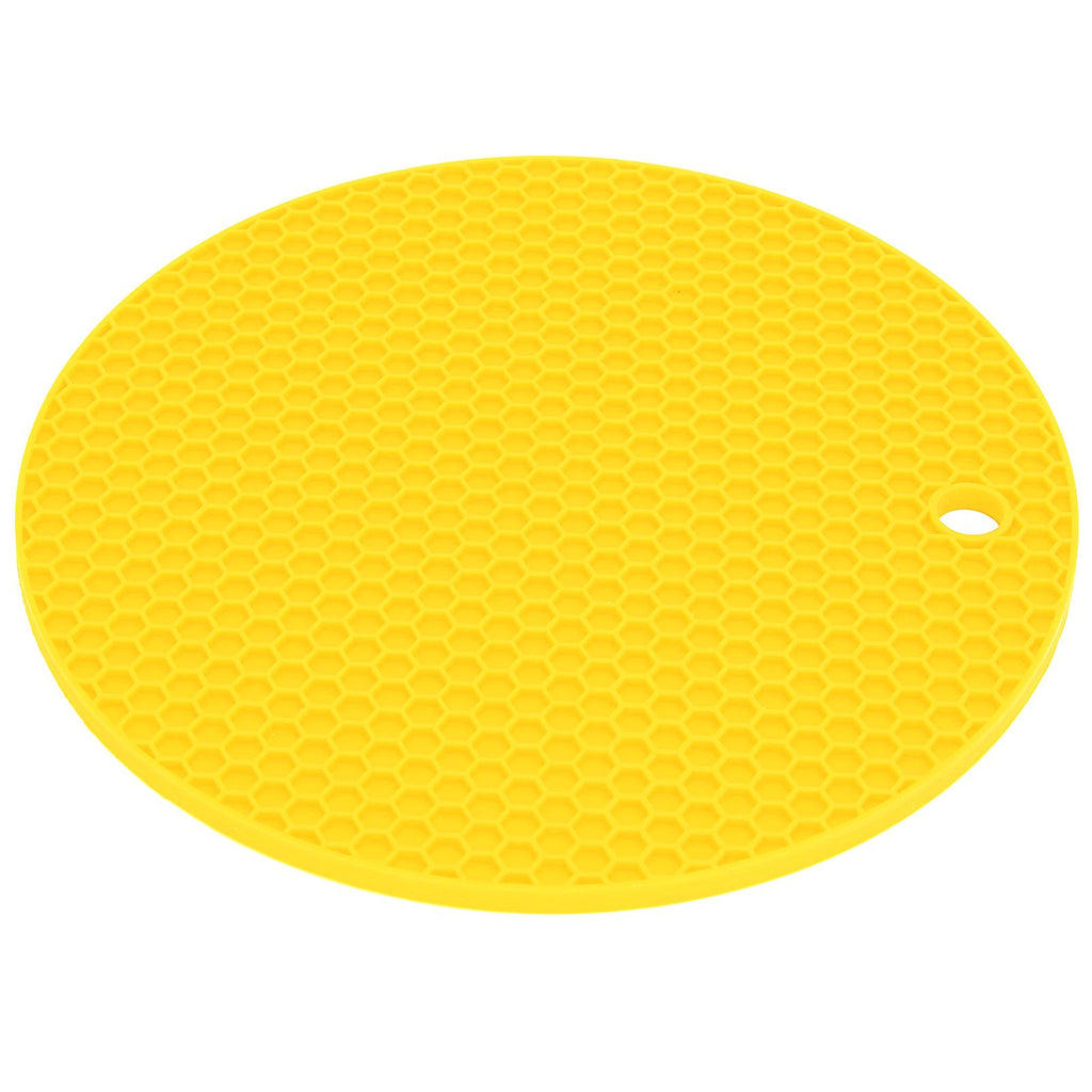 Round Shape Mat Food Grade Thickened Silicone Placemat Insulation Pad Microwave Oven MatYellow