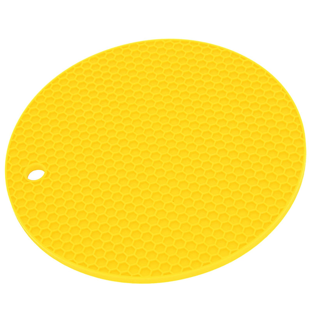 Round Shape Mat Food Grade Thickened Silicone Placemat Insulation Pad Microwave Oven MatYellow