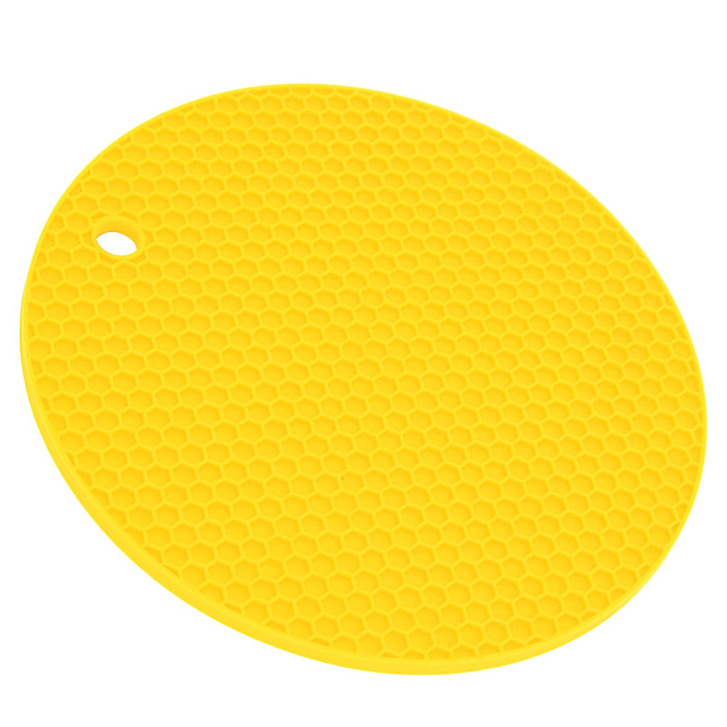 Round Shape Mat Food Grade Thickened Silicone Placemat Insulation Pad Microwave Oven MatYellow