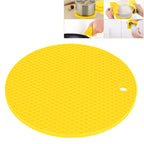 Round Shape Mat Food Grade Thickened Silicone Placemat Insulation Pad Microwave Oven MatYellow