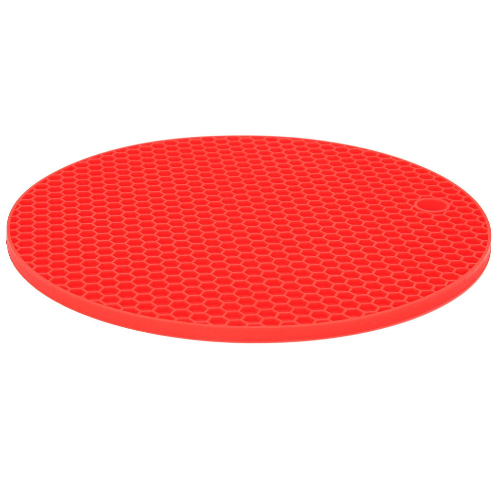 Round Shape Mat Food Grade Thickened Silicone Placemat Insulation Pad Microwave Oven MatRed