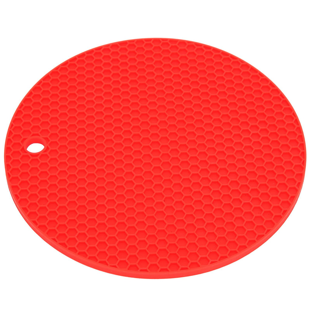 Round Shape Mat Food Grade Thickened Silicone Placemat Insulation Pad Microwave Oven MatRed