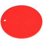 Round Shape Mat Food Grade Thickened Silicone Placemat Insulation Pad Microwave Oven MatRed