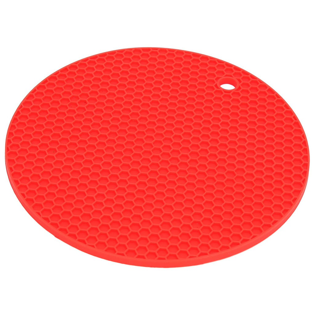 Round Shape Mat Food Grade Thickened Silicone Placemat Insulation Pad Microwave Oven MatRed