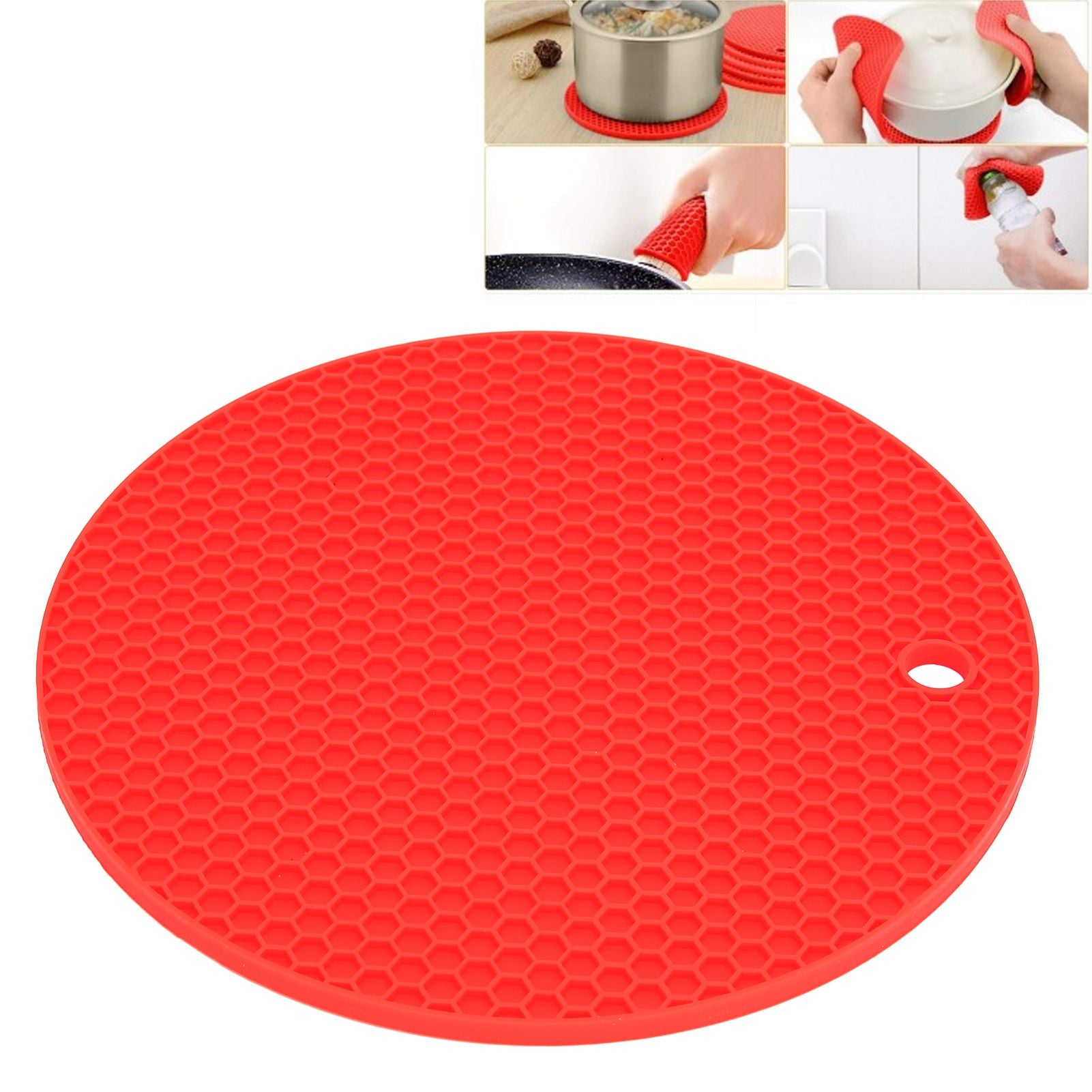 Round Shape Mat Food Grade Thickened Silicone Placemat Insulation Pad Microwave Oven MatRed
