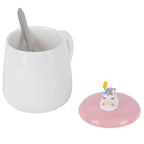 Animal Mug Spoon Water Cup with Lid Cute Ceramic Mug Coffee Cup Drinking AccessoriesType 3