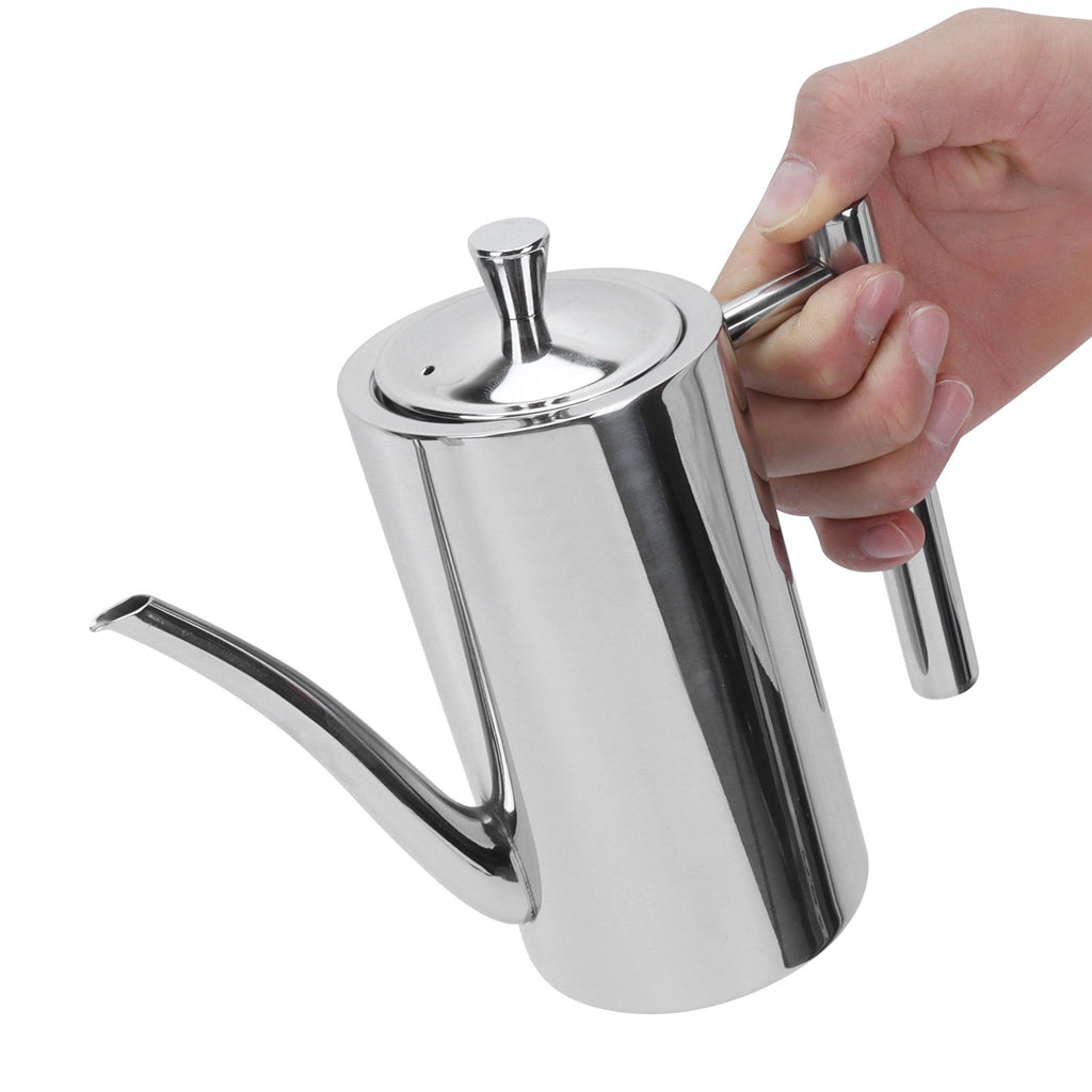 Stainless Steel Oil Pot Kitchen Household Oil Control Kettle for Sauce Vinegar Milk TeaS(500ml)