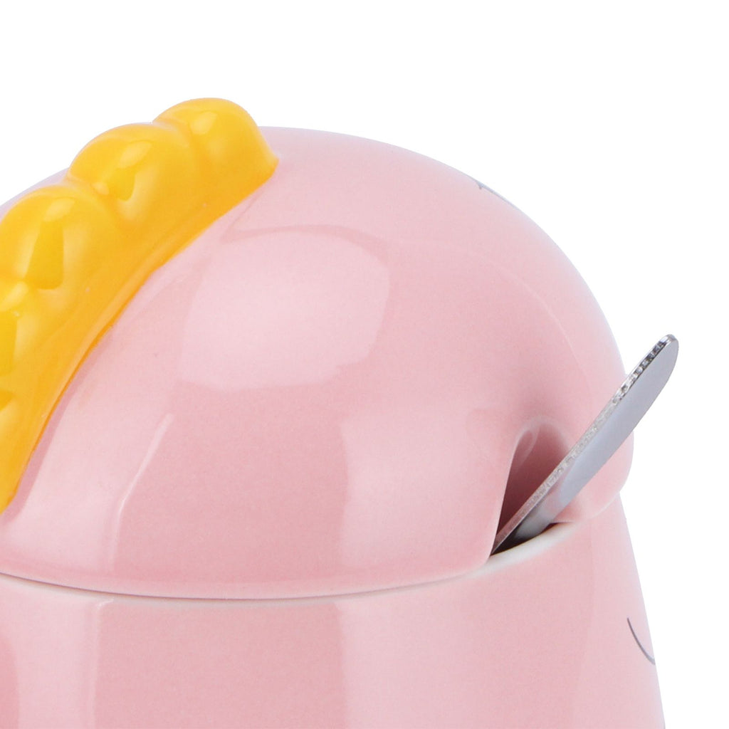 450ml Cute Ceramic Cup with Lid Spoon Water Cup Coffee Mug Girl Gift for Home OfficePink Lucky