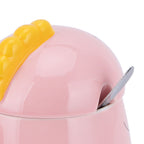 450ml Cute Ceramic Cup with Lid Spoon Water Cup Coffee Mug Girl Gift for Home OfficePink Lucky