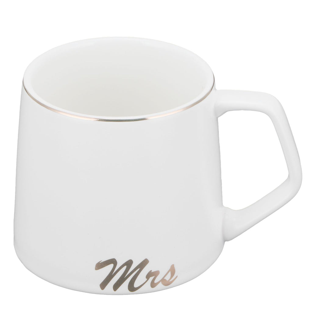 320ml Fashon Ceramic Cup Coffee Mug Cup with Lid Spoon Present Gift for Home OfficeWhite M Letter