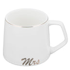 320ml Fashon Ceramic Cup Coffee Mug Cup with Lid Spoon Present Gift for Home OfficeWhite M Letter