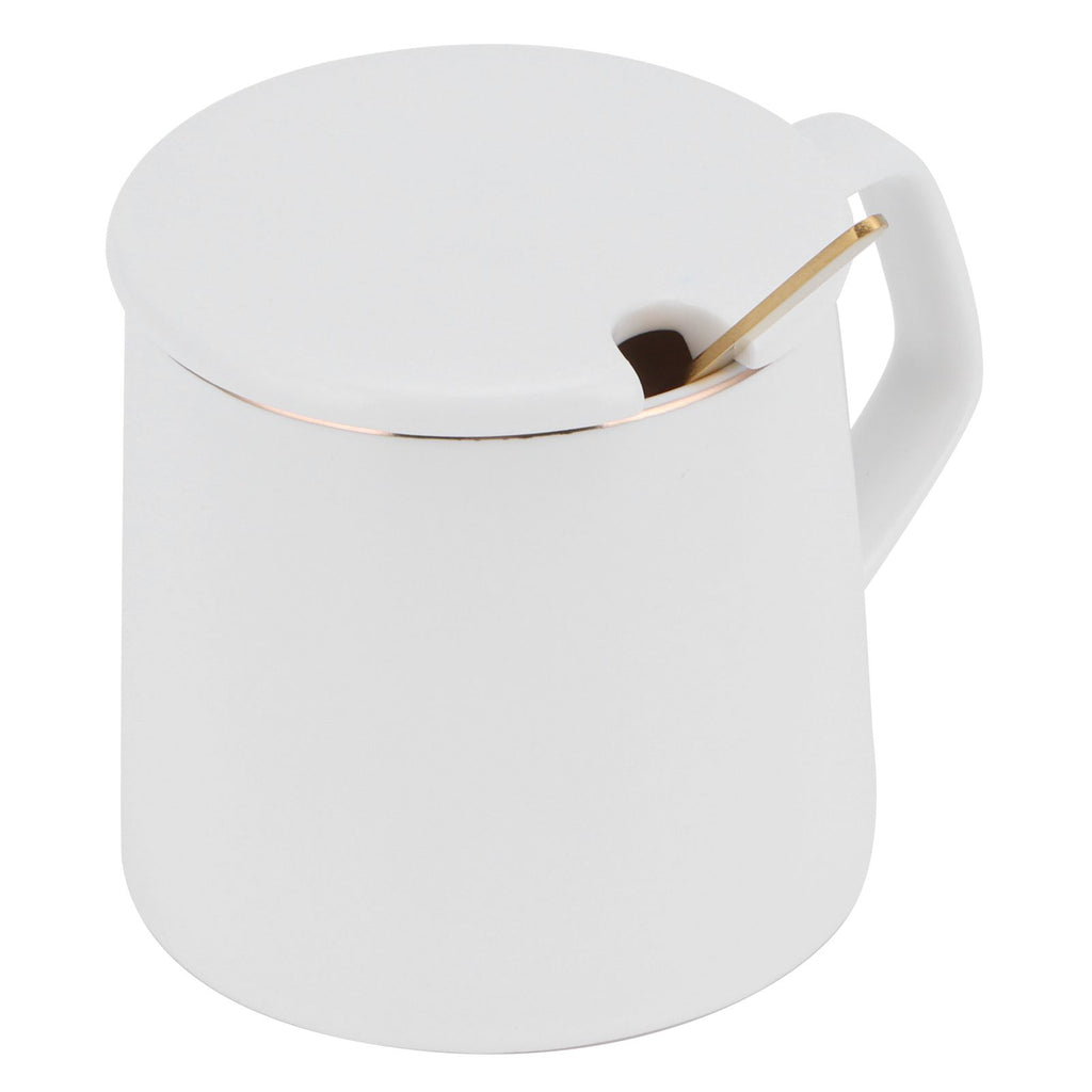 320ml Fashon Ceramic Cup Coffee Mug Cup with Lid Spoon Present Gift for Home OfficeWhite M Letter
