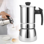 Stainless Steel Moka Pot Portable Coffee Maker Brewing Coffee Machine for Home Office4 Cups 200ml
