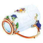 Glass Cup Innovative Flower Tea Cup with Spoon Drink Mug Birthday Christmas Festive GiftsBlue Rose 350ML