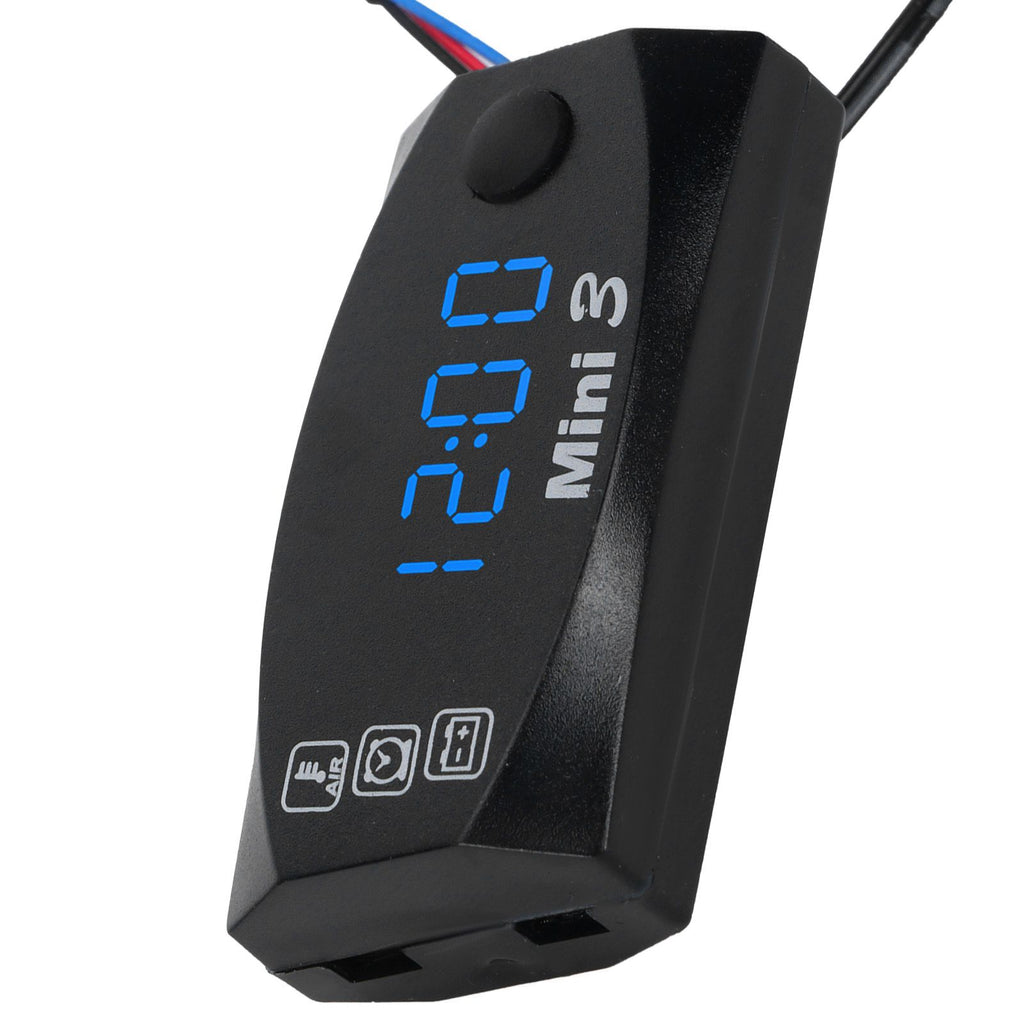 3 in 1 Waterproof LED Electronic Meter Motorcycle Digital Time Clock Thermometer VoltmeterBlue Light