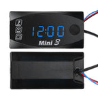 3 in 1 Waterproof LED Electronic Meter Motorcycle Digital Time Clock Thermometer VoltmeterBlue Light