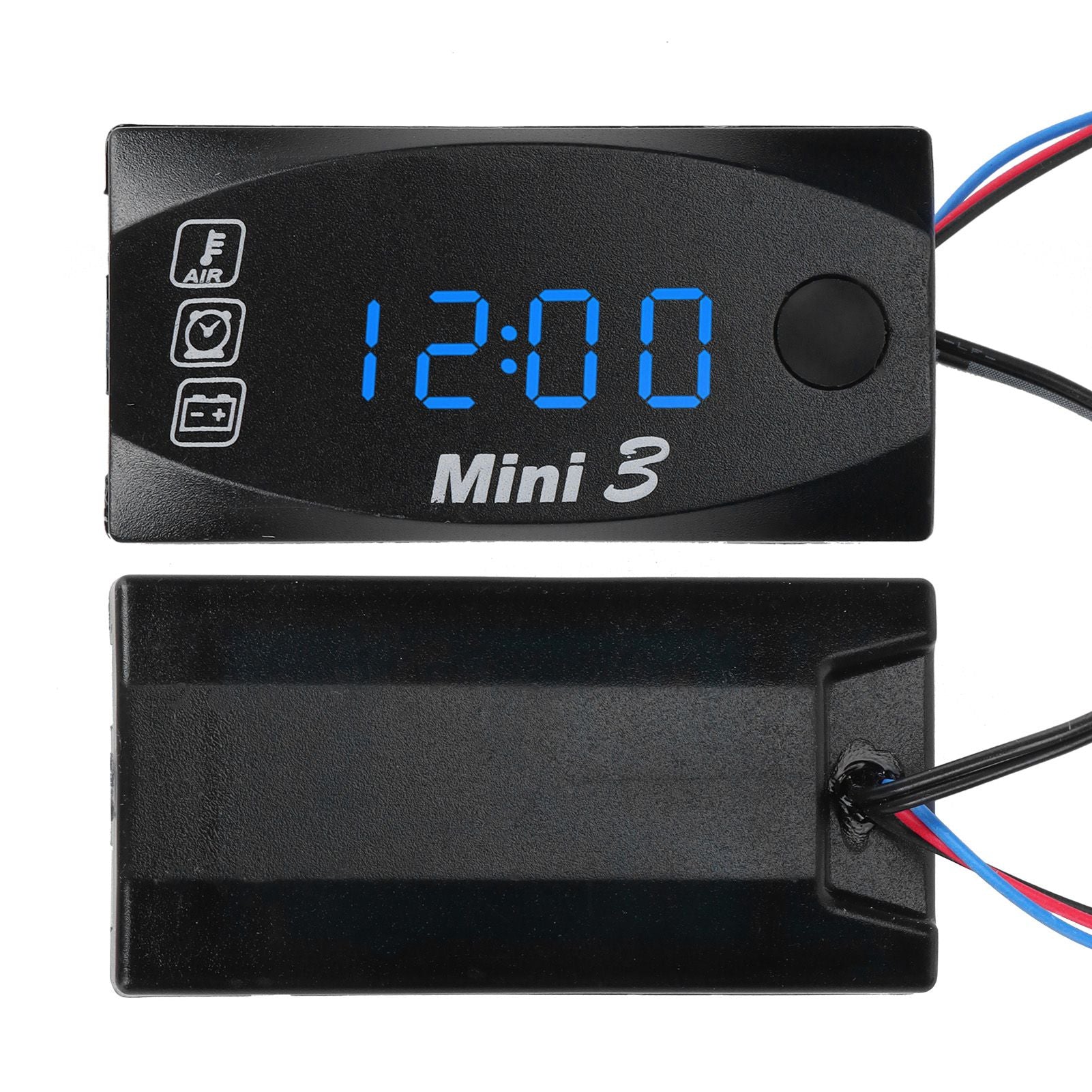 3 in 1 Waterproof LED Electronic Meter Motorcycle Digital Time Clock Thermometer VoltmeterBlue Light