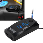 3 in 1 Waterproof LED Electronic Meter Motorcycle Digital Time Clock Thermometer VoltmeterBlue Light