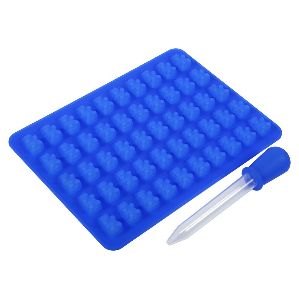 50 Cavities Chocolate Ice Tray Bear Silicone Mould Maker Baking Candy Mold Tool Royal Blue