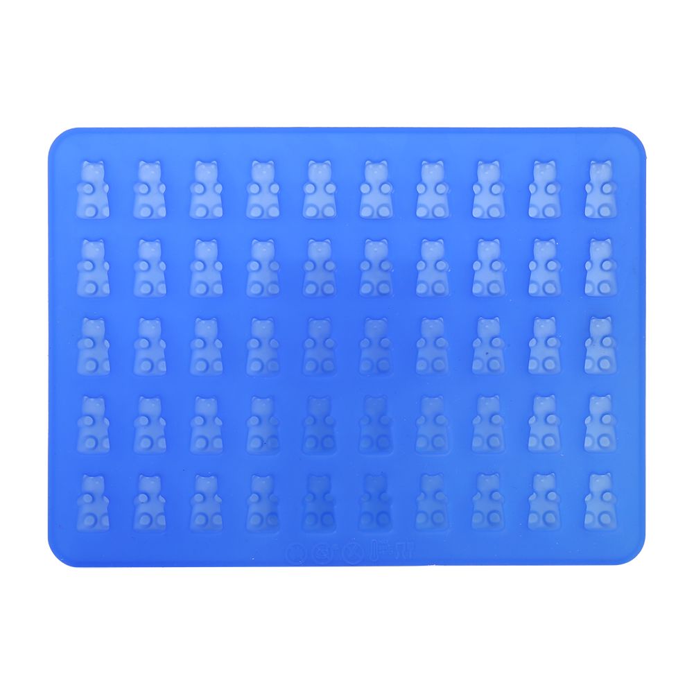 50 Cavities Chocolate Ice Tray Bear Silicone Mould Maker Baking Candy Mold Tool Royal Blue