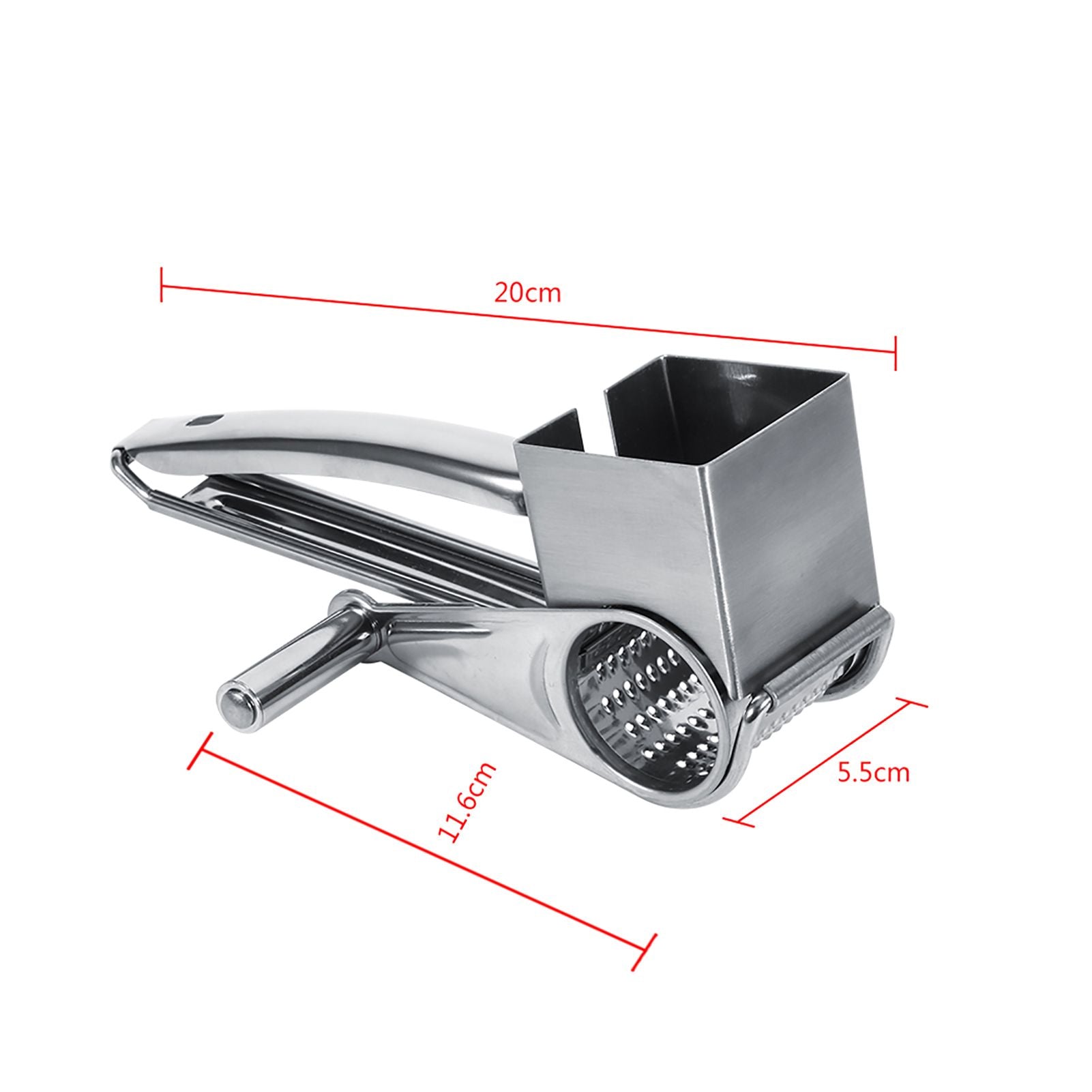 Multifunctional Kitchen Craft Rotary Stainless Steel Cheese Grater 1 Drums Slice Shred Tool