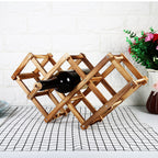 Foldable Wooden Wine Rack Bottle Holder Storage Home Bar Decor Display Shelf For 6 Bottles