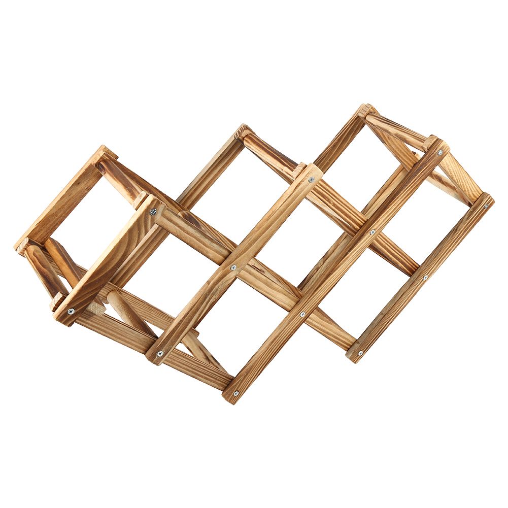 Foldable Wooden Wine Rack Bottle Holder Storage Home Bar Decor Display Shelf For 6 Bottles