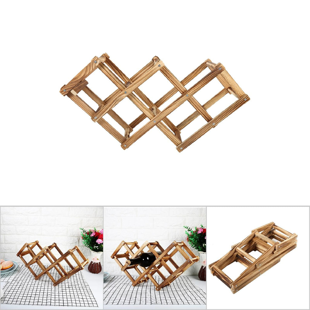 Foldable Wooden Wine Rack Bottle Holder Storage Home Bar Decor Display Shelf For 6 Bottles