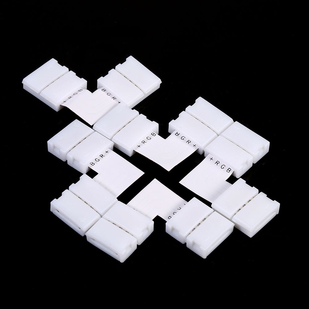 5Pcs L Shape 4pin 10mm Solderless Corner Connectors Adapters For RGB 5050 LED Strip Lights