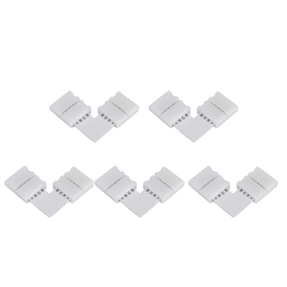 5Pcs L Shape 4pin 10mm Solderless Corner Connectors Adapters For RGB 5050 LED Strip Lights