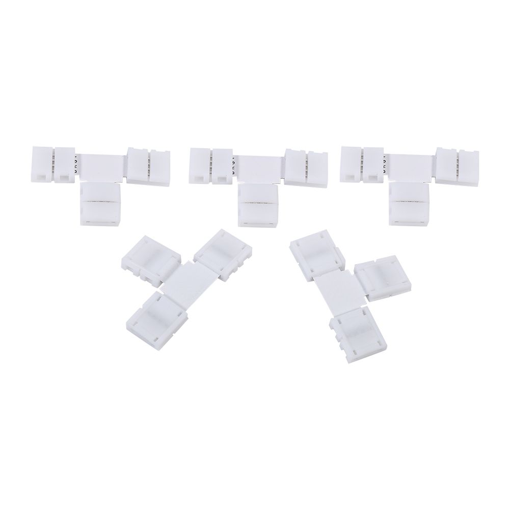 5Pcs Solderless 4pin Clip on Connectors Adapters for 10mm RGB 5050 LED Strip Light (T Shape)