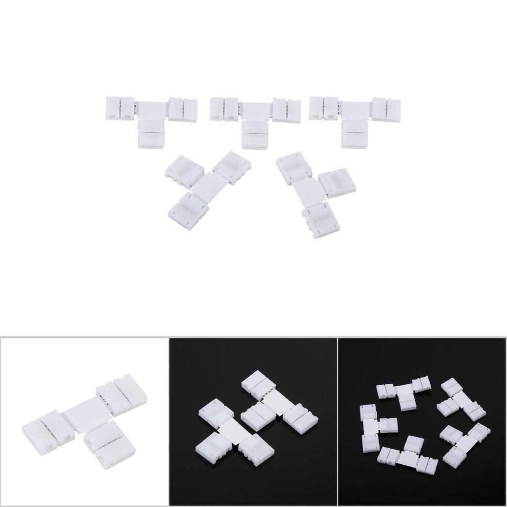 5Pcs Solderless 4pin Clip on Connectors Adapters for 10mm RGB 5050 LED Strip Light (T Shape)