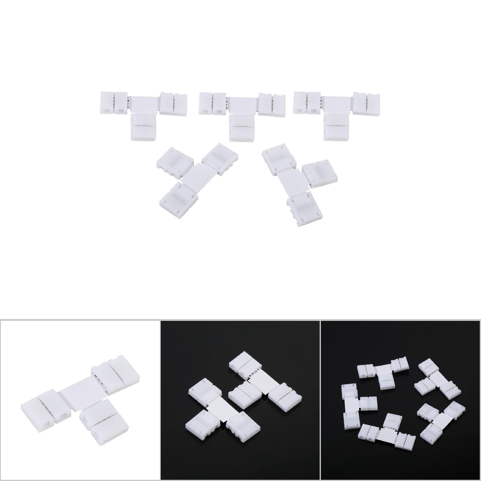 5Pcs Solderless 4pin Clip on Connectors Adapters for 10mm RGB 5050 LED Strip Light (T Shape)