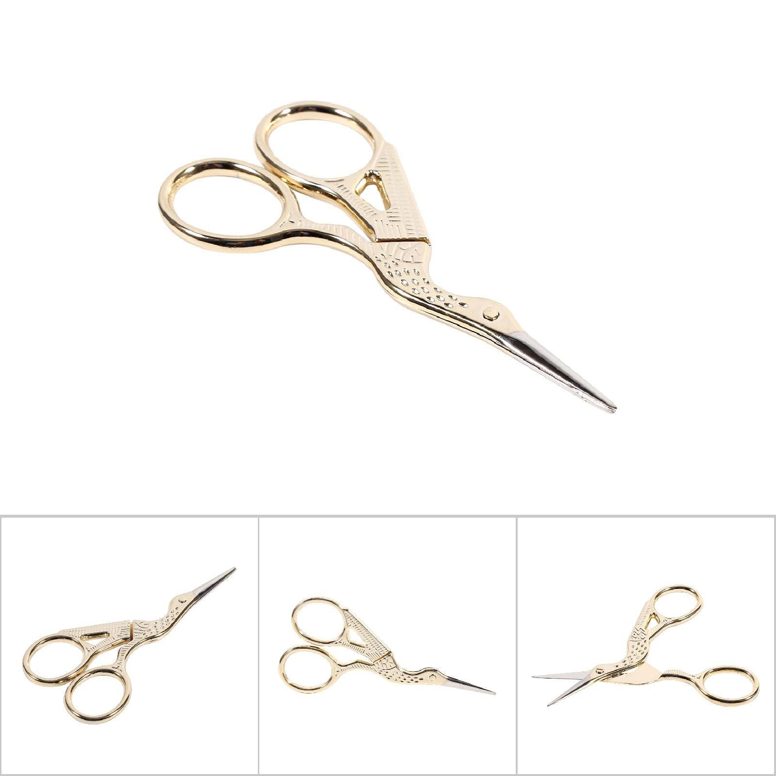1Pc Stainless Steel Embroidery Sewing Tools Crane Shape Shears Cross Stitch Scissors Gold