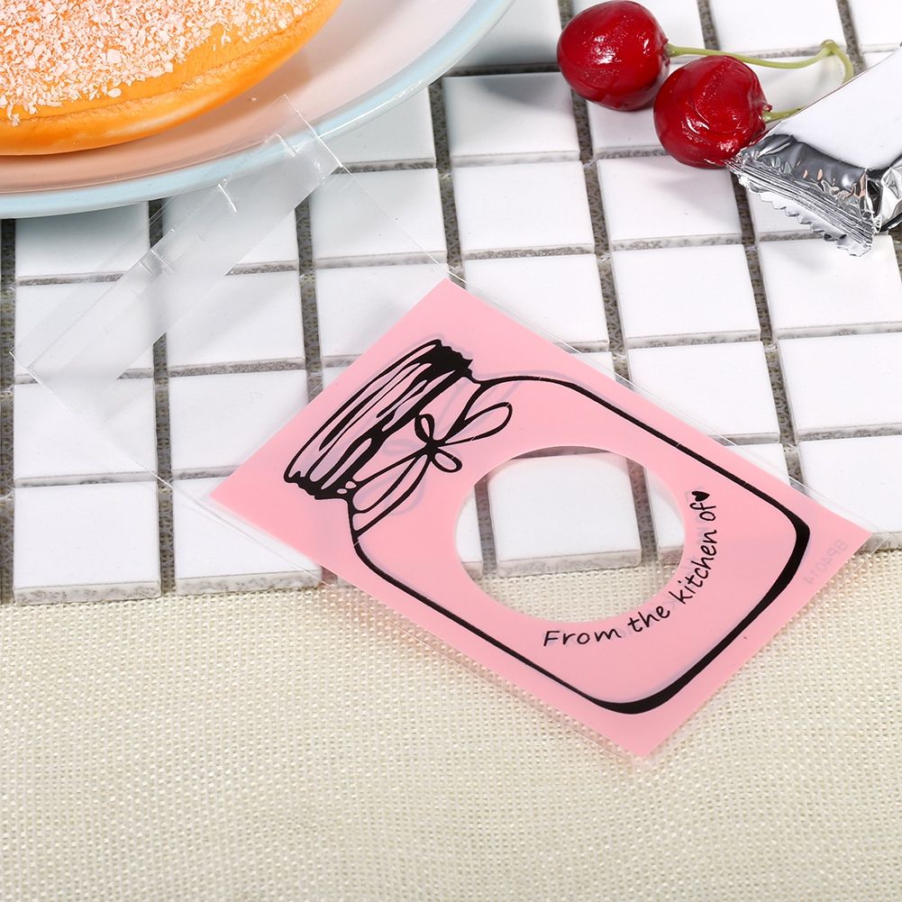 100pcs/Pack Lovely Plastic Candy Biscuit Cookies Gift Packaging Bag Party Supplies (Pink)