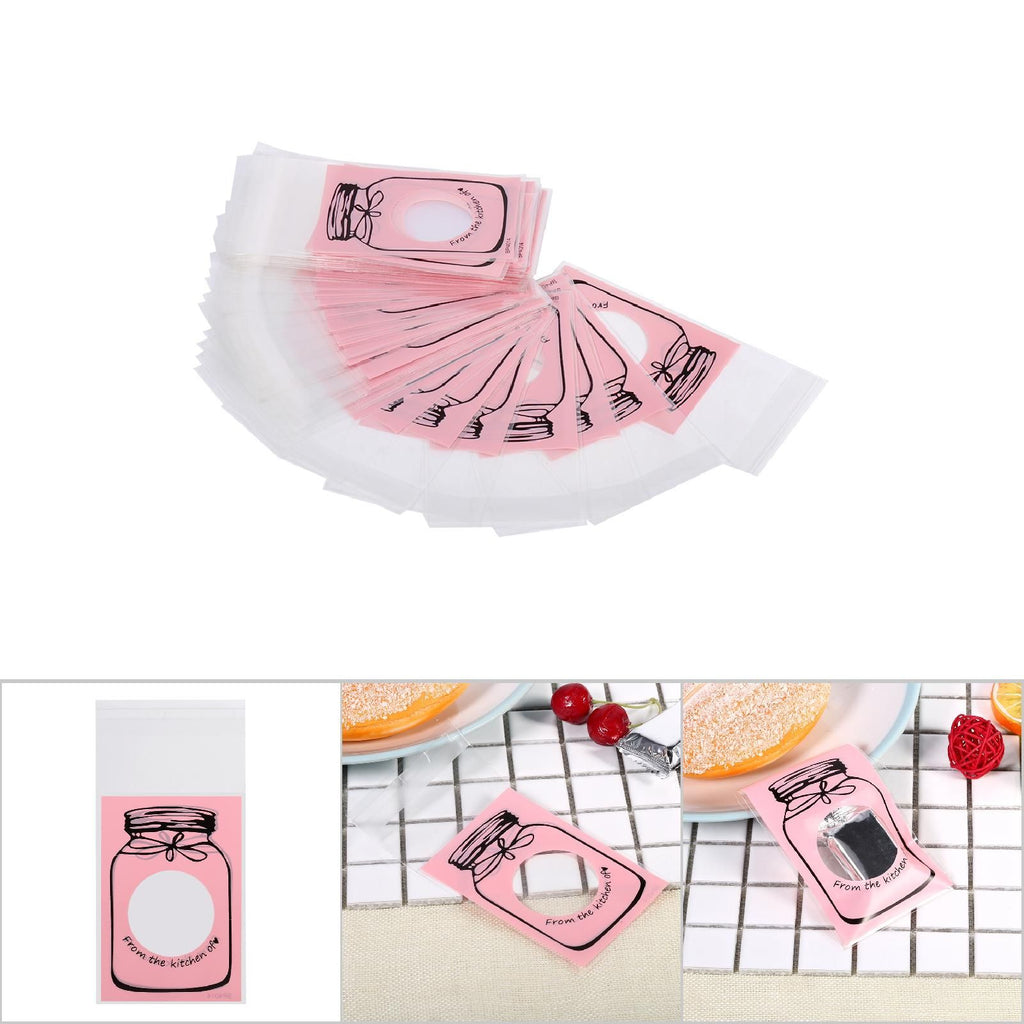 100pcs/Pack Lovely Plastic Candy Biscuit Cookies Gift Packaging Bag Party Supplies (Pink)