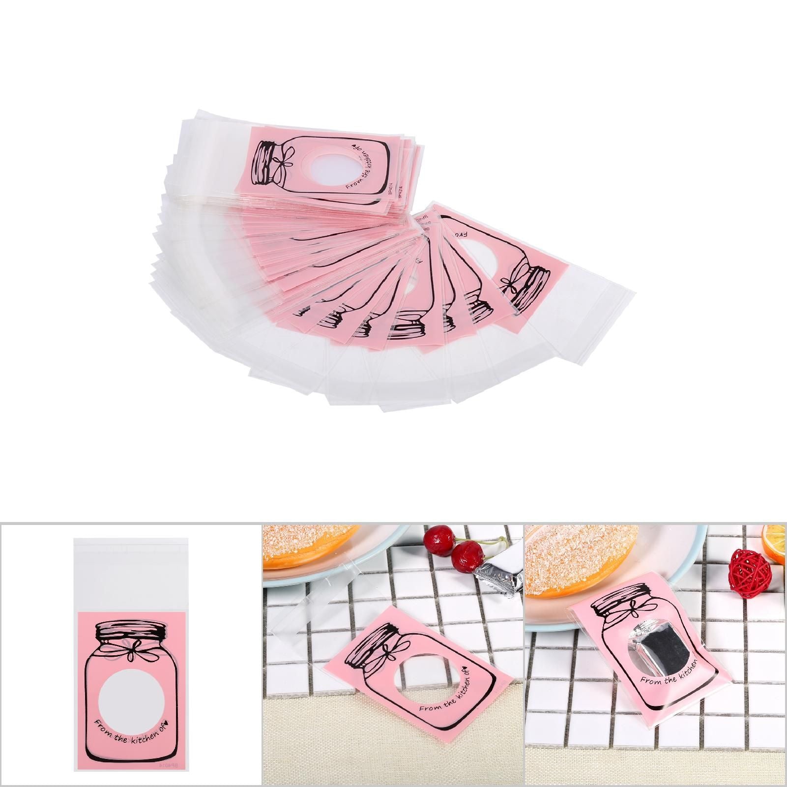 100pcs/Pack Lovely Plastic Candy Biscuit Cookies Gift Packaging Bag Party Supplies (Pink)