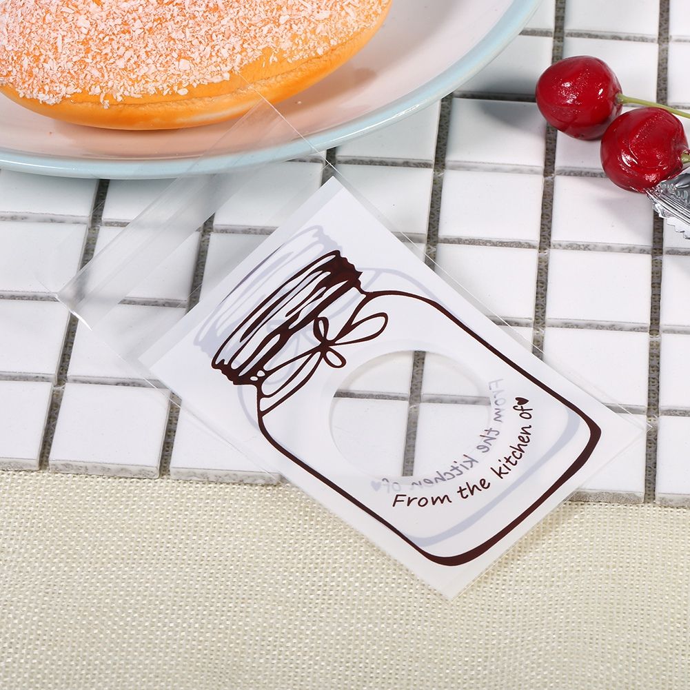 100pcs/Pack Lovely Plastic Candy Biscuit Cookies Gift Packaging Bag Party Supplies (White)